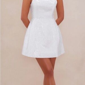 Fashion Nova Corrina Embellished Mini Dress - White